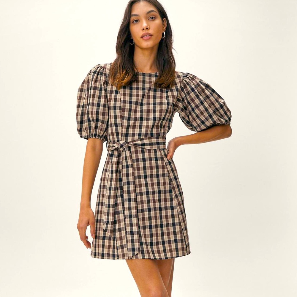 NASTYGAL | CHECK PUFF SLEEVE DREWS | NWT ⭐️